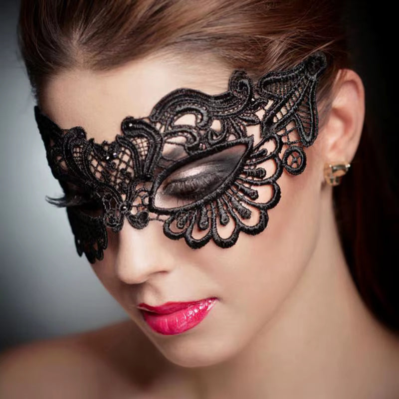 Masque en dentelle noire pour femme – Masque de reine élégant pour carnaval, mariage ou Halloween